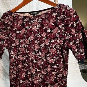 Women's Ralph Lauren Floral Print Short-sleeve Shirt (Petite M)